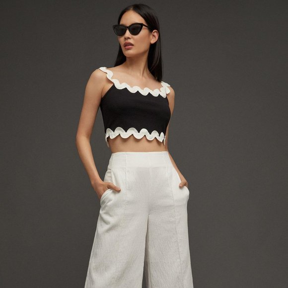 ANTHROPOLOGIE Maeve | Ric Rac Off-The-Shoulder Crop Top | NWT - Picture 2 of 6